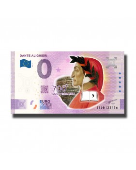 0 Euro Souvenir Banknote Dante Alighieri Colour Italy SEDB 2021-1