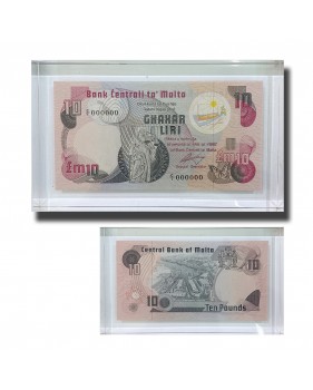 1979 Malta Lm10 Banknote UNC in perspex C/1 000000 Signed Spiteri RARE