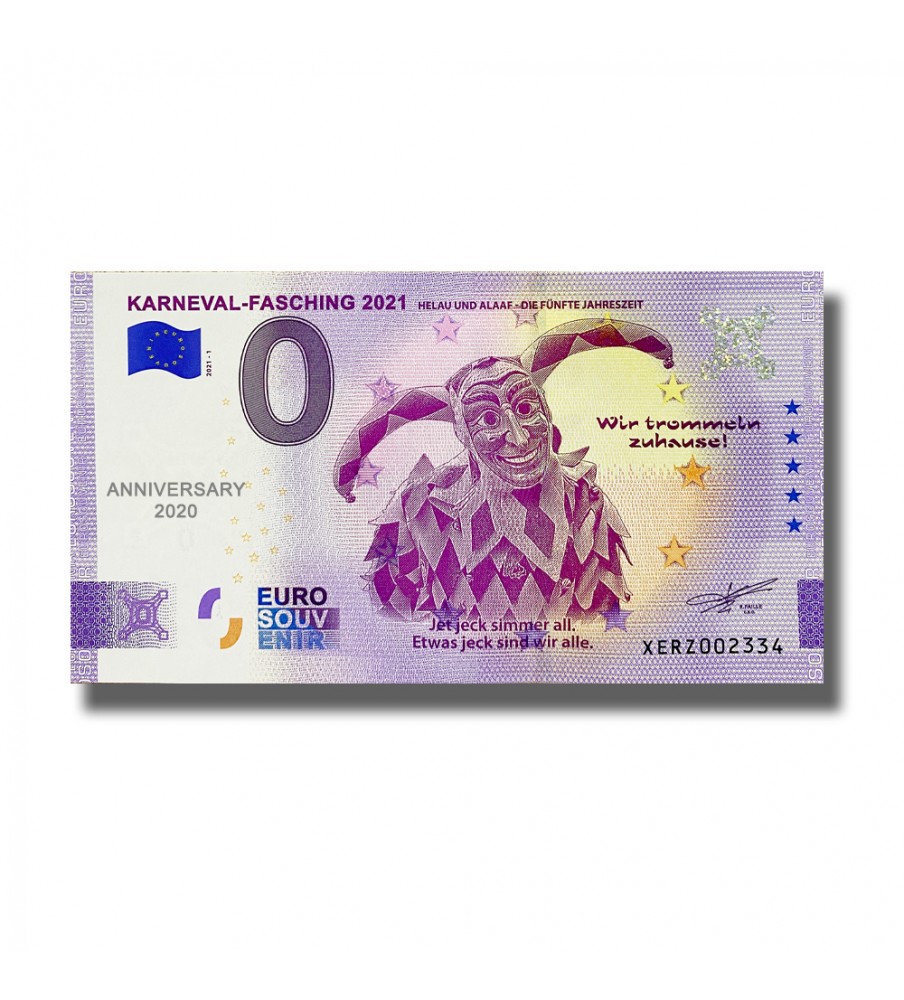 Anniversary 0 Euro Souvenir Banknote Karneval Fasching 2021 Germany XERZ 2021-1
