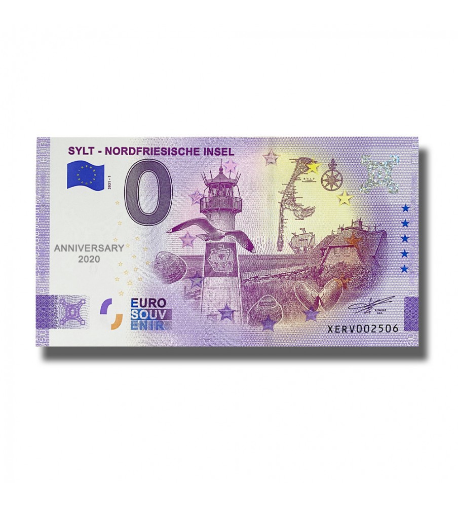 Anniversary 0 Euro Souvenir Banknote Sylt Nordfriesische Insel Germany XERV 2021-1