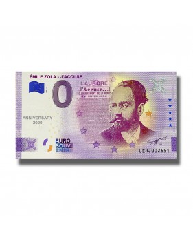 Anniversary 0 Euro Souvenir Banknote Emile Zola- J'Accuse France UEHJ 2021-4