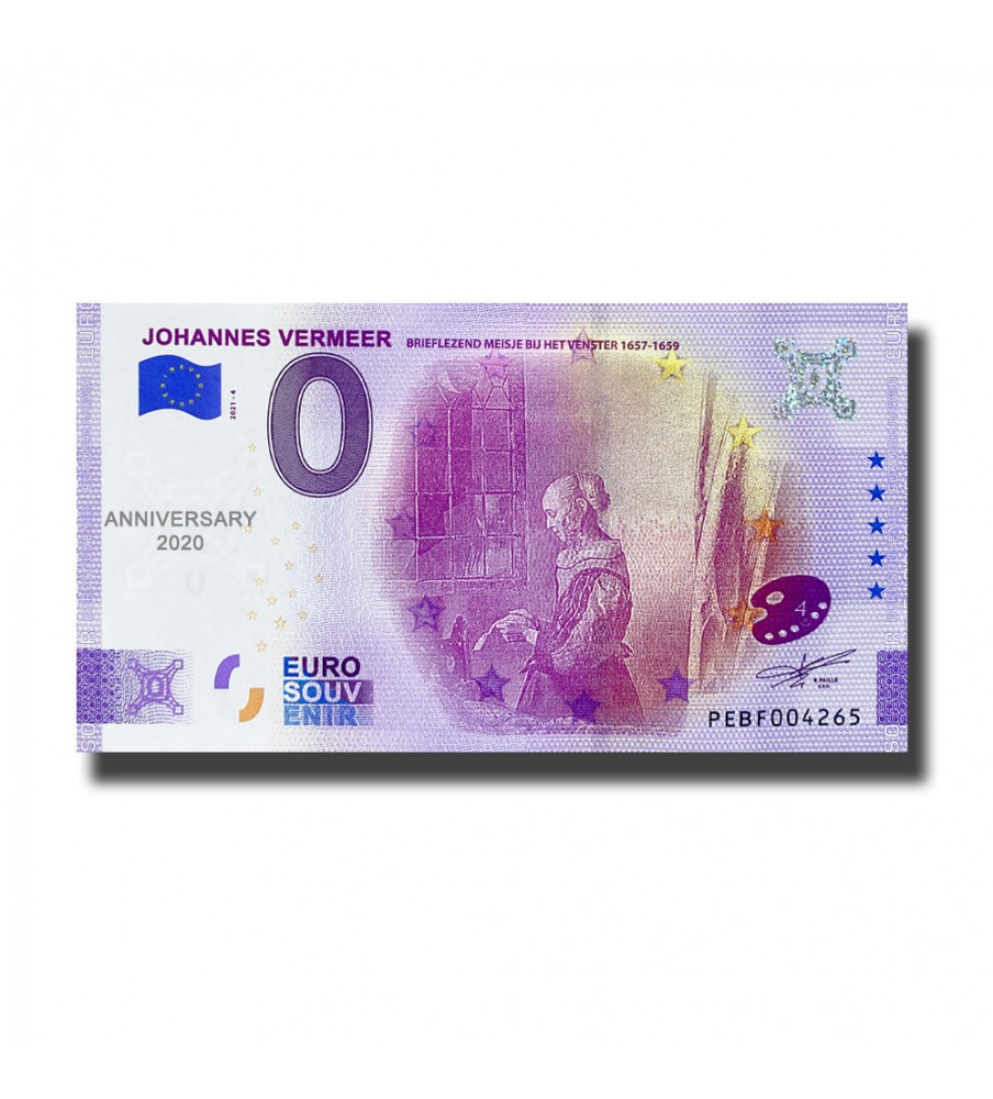 Anniversary 0 Euro Souvenir Banknote Johannes Vermeer Netherlands PEBF 2021-4