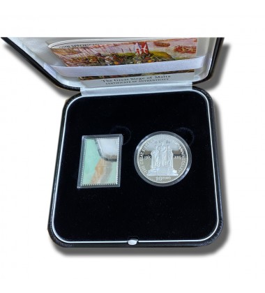 1565-2015 Malta The Great Siege of Malta €10 Silver Coin Proof And Silver Stamp