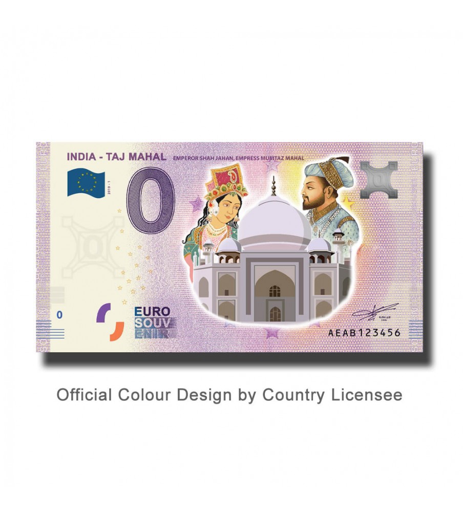 0 Euro Souvenir Banknote Taj Mahal Colour India AEAB 2019-1