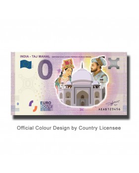 0 Euro Souvenir Banknote Taj Mahal Colour India AEAB 2019-1