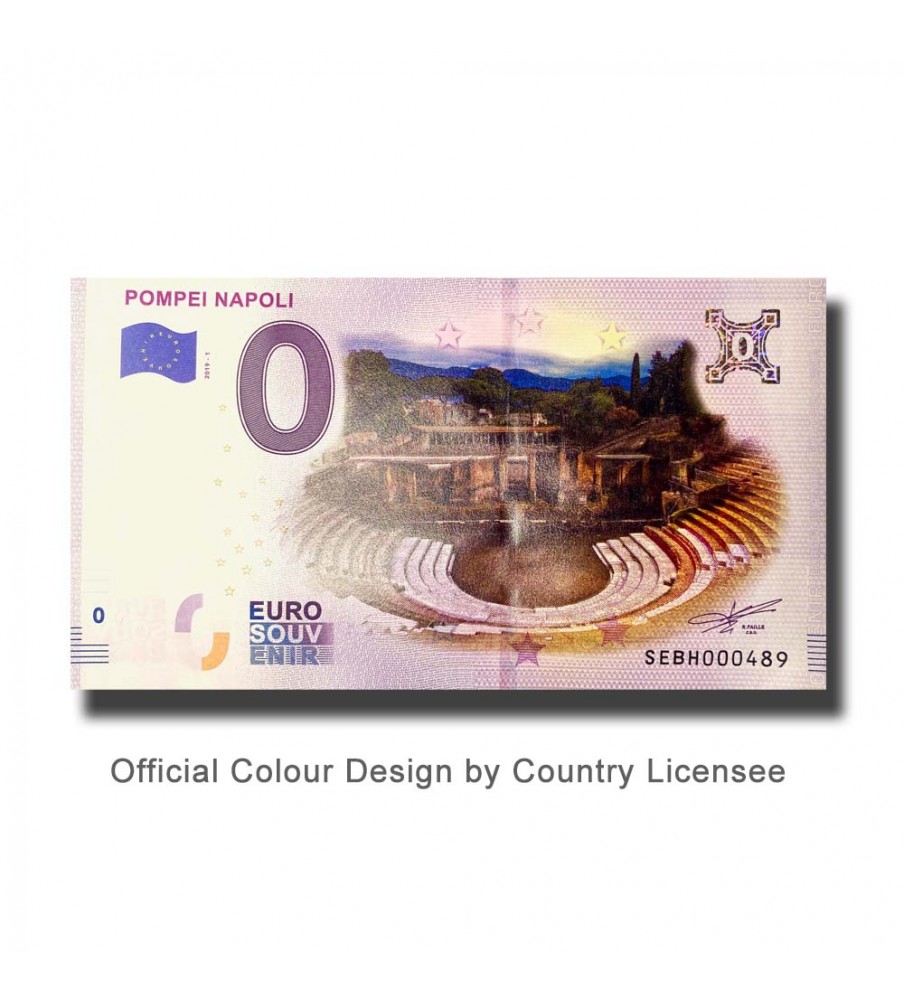 0 Euro Souvenir Banknote Pompei Napoli Colour Italy SEBH 2019-1