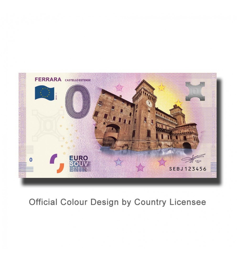 0 Euro Souvenir Banknote Ferrara Castello Estense Colour Italy SEBJ 2019-1