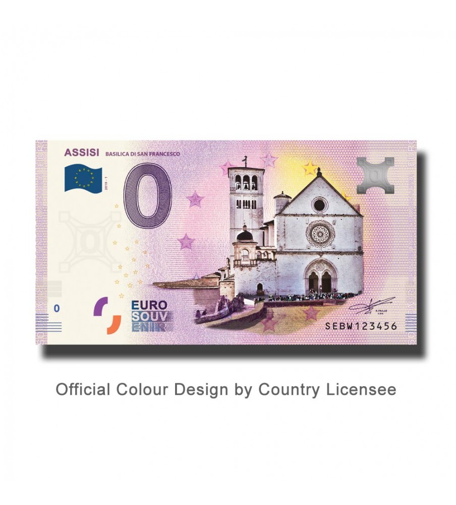 0 Euro Souvenir Banknote Assisi Colour Italy SEBW 2019-1
