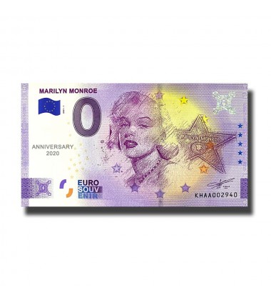 Anniversary 0 Euro Souvenir Banknote Marilyn Monroe Cambodia KHAA 2021-1