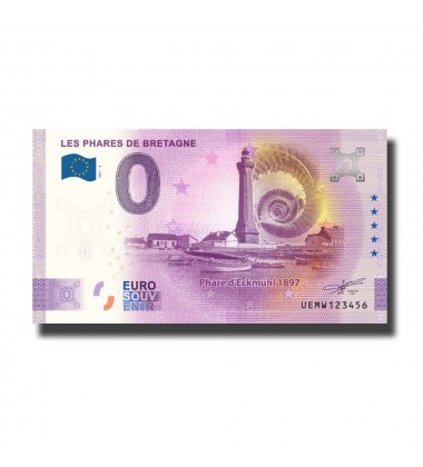 0 Euro Souvenir Banknote Les Phares De Bretagne France UEMW 2021-5