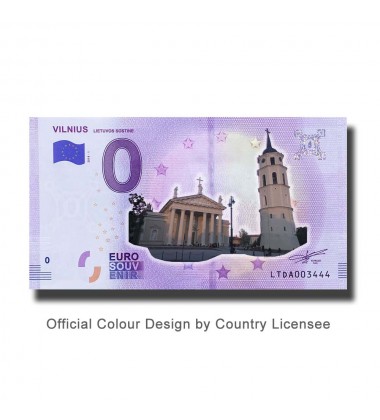0 Euro Souvenir Banknote Vilnius Lietuvos Sostine Colour Lithuania LTDA 2018-1