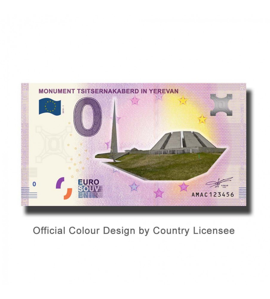 0 Euro Souvenir Banknote Monument Tsitsernakaberd in Yerevan Colour Armenia AMAC 2019-1