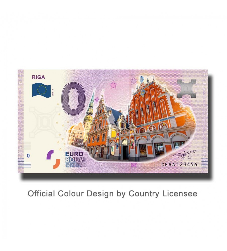 0 Euro Souvenir Banknote Riga Colour Latvia CEAA 2019-1