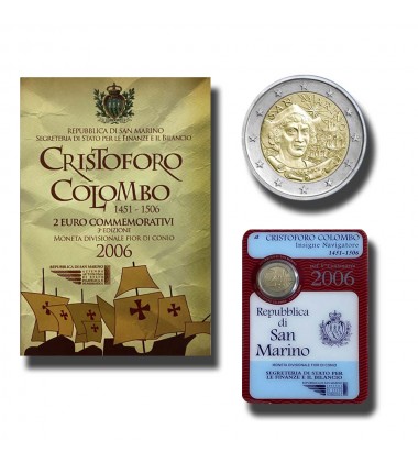 2006 San Marino 500th Anniversary of the Death of Christopher Columbus 2 Euro Coin
