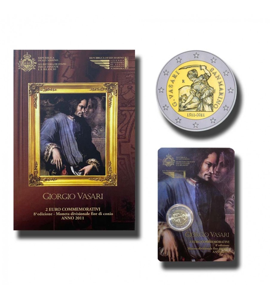2011 San Marino 500th Anniversary of The Birth of Giorgio Vasari 2 Euro Coin