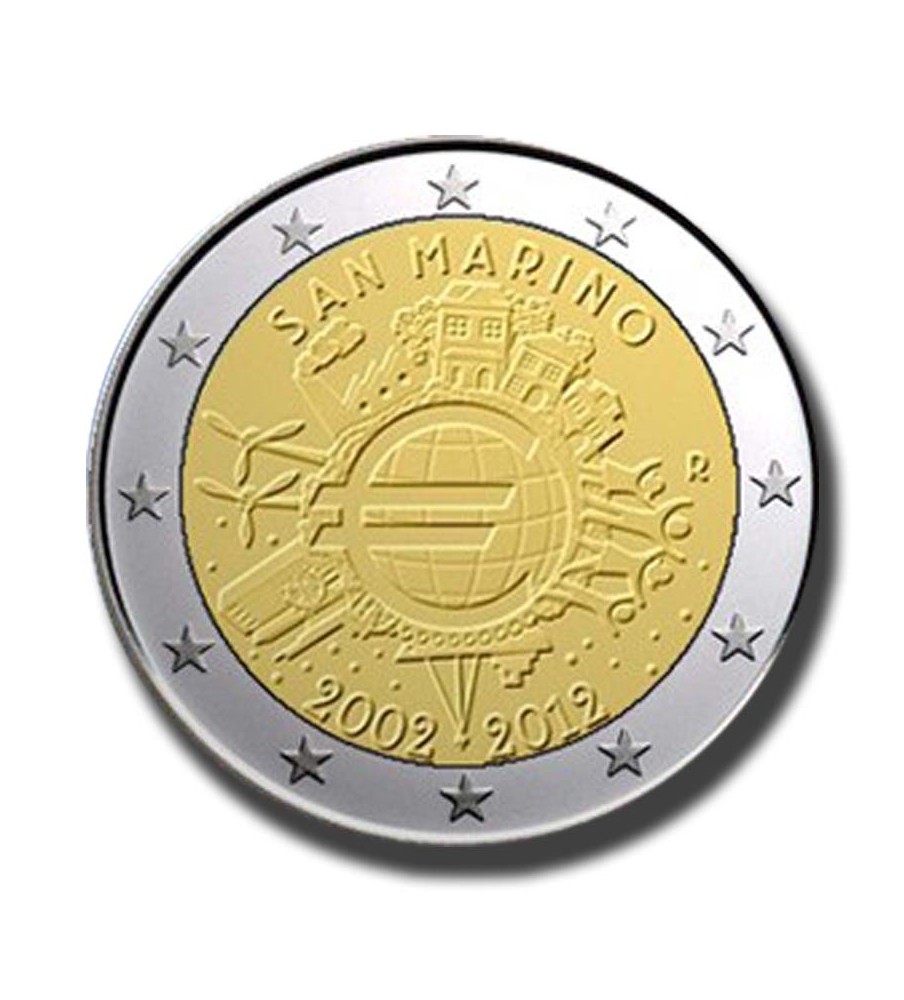 2012 San Marino 10 Years of The Euro 2 Euro Commemorative Coin