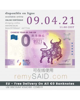 0 Euro Souvenir Banknote Chinese Year of the Ox China CNAR 2021-1