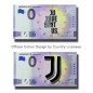0 Euro Souvenir Banknote Juventus F.C Set of 2 Matching Numbers Colour Italy SECZ 2021-2