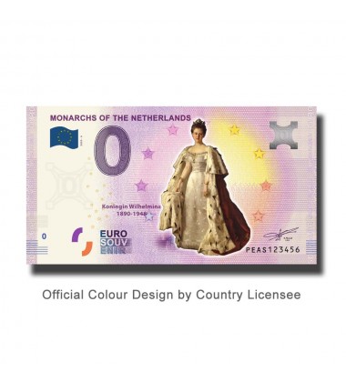 0 Euro Souvenir Banknote Monarchs of the Netherlands Koningin Wilhelmina Colour Netherlands PEAS 2020-6