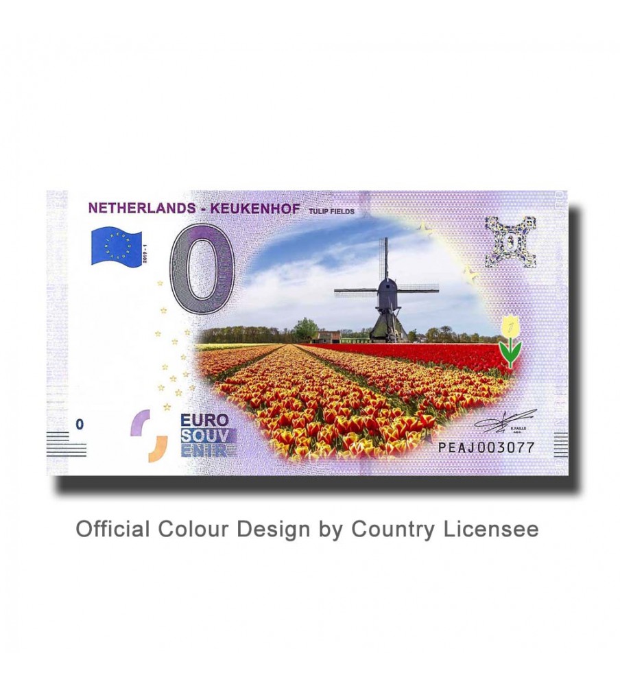 0 Euro Souvenir Banknote Keukenhof Tulip Fields Colour Netherlands PEAJ 2019-1