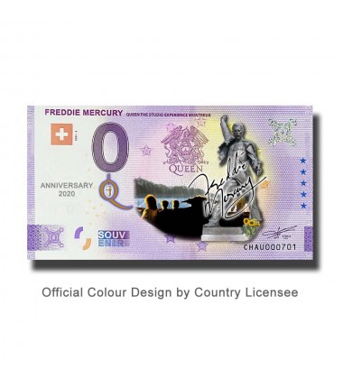 Anniversary 0 Euro Souvenir Banknote Freddie Mercury Colour Switzerland CHAU 2021-3