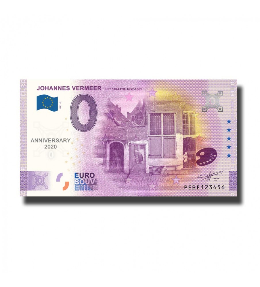 Anniversary 0 Euro Souvenir Banknote Johannes Vermeer Netherlands PEBF 2021-5