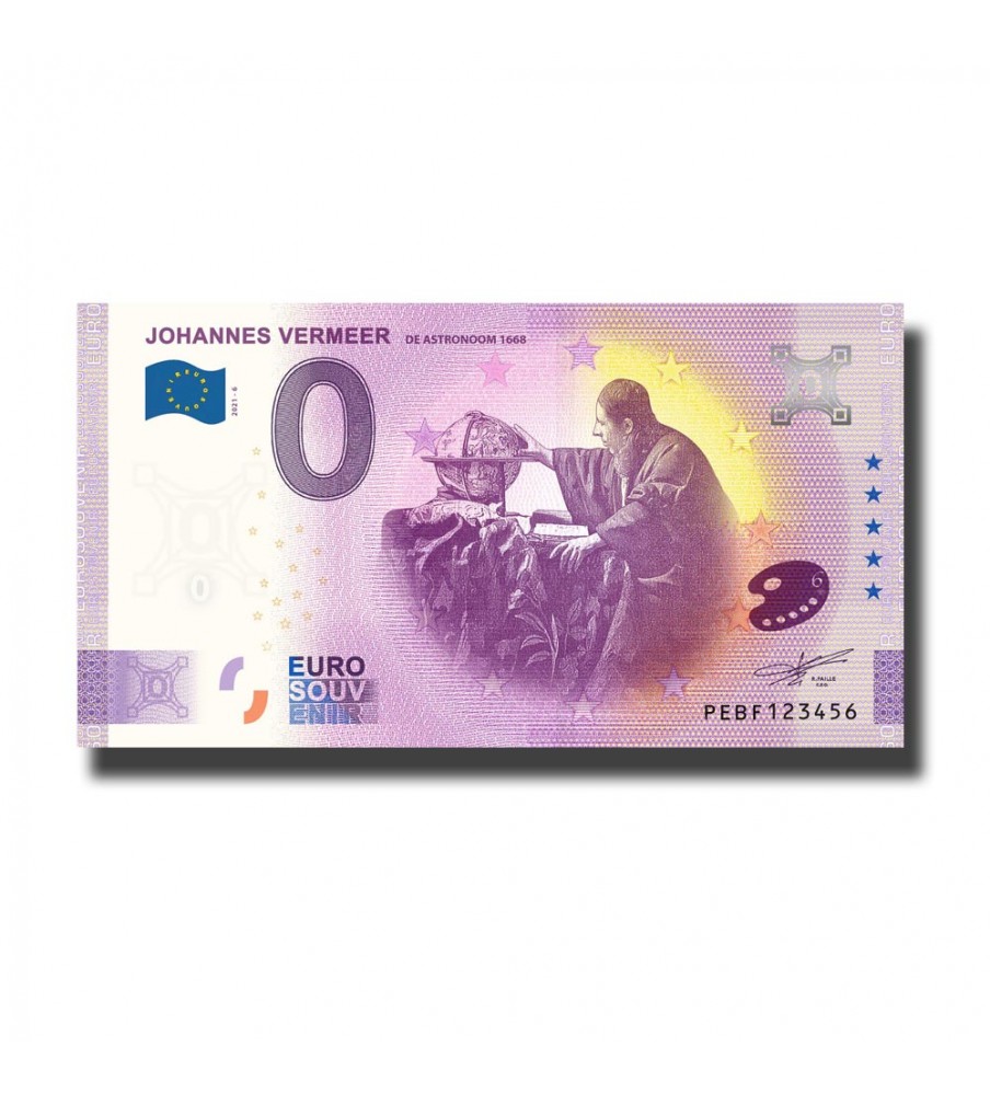 0 Euro Souvenir Banknote Johannes Vermeer Netherlands PEBF 2021-6