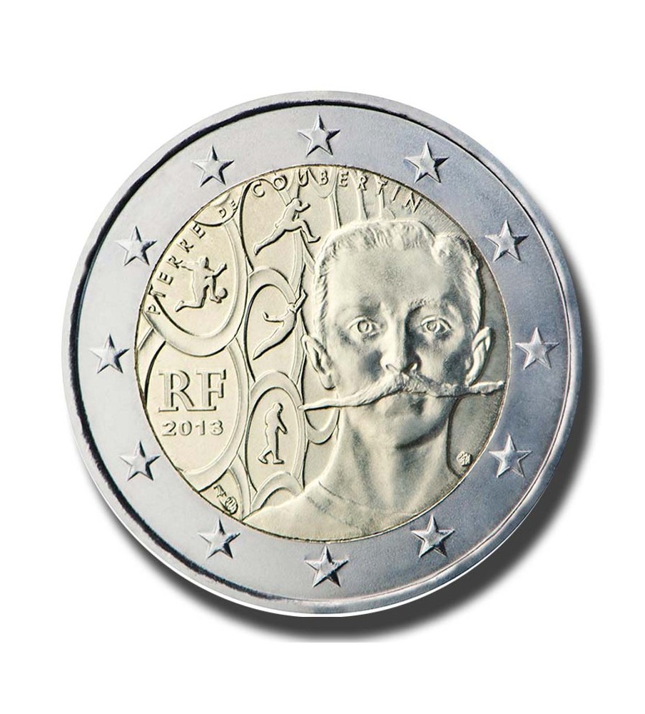 2013 France 150th Anniversary of Pierre de Coubertin`s Birth 2 Euro Coin