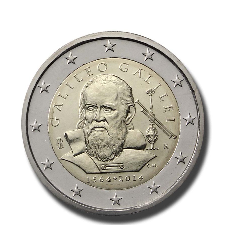 2014 Italy 450th Anniversary of the birth of Galileo Galilei 2 Euro Coin