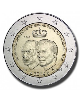 2014 Luxembourg 50th Anniversary of the Accession to the Throne of Grand Duke Jean 2 Euro Coin