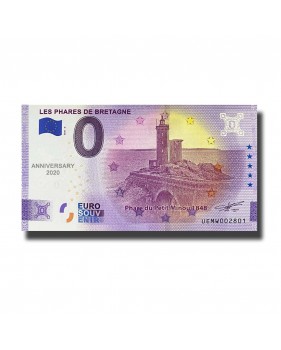 Anniversary 0 Euro Souvenir Banknote Les Phares De Bretagne France UEMW 2021-6