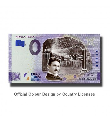 0 Euro Souvenir Banknote Nikola Tesla Colour Germany XEGX 2020-1