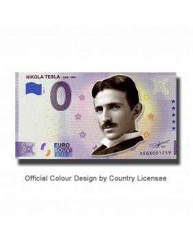 0 Euro Souvenir Banknote Nikola Tesla Colour Germany XEGX 2020-2