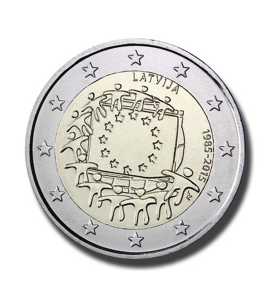 2015 Latvia The 30th Anniversary of EU Flag 2 Euro Coin