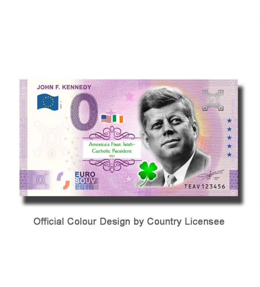 0 Euro Souvenir Banknote John F. Kennedy Colour Ireland 2021-1
