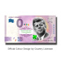 0 Euro Souvenir Banknote John F. Kennedy Colour Ireland TEAV 2021-1