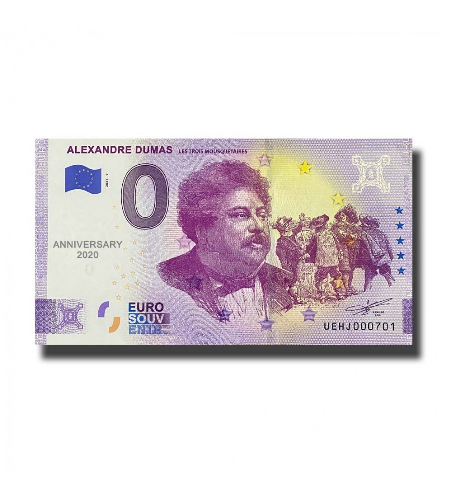 Anniversary 0 Euro Souvenir Banknote Alexandre Dumas France UEHJ 2021-9