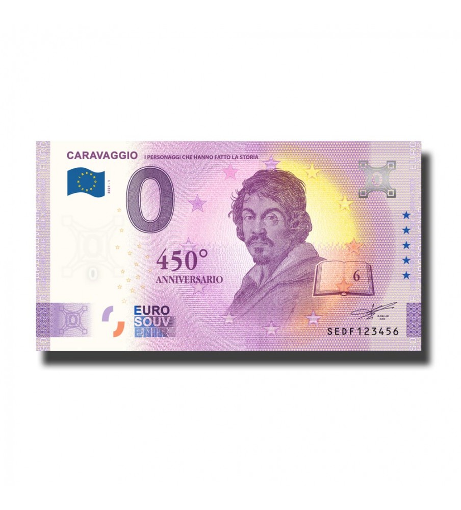 0 Euro Souvenir Banknote Caravaggio 160th Anniversary Italy SEDF 2021-1