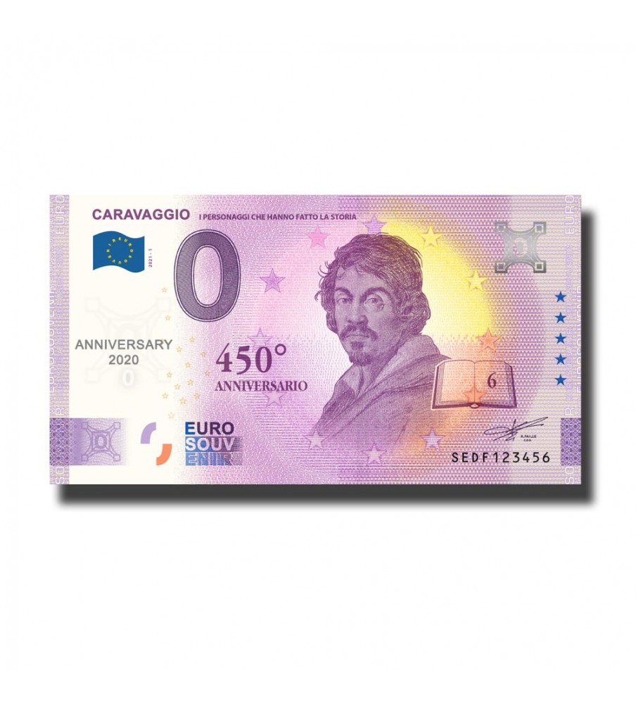 Anniversary 0 Euro Souvenir Banknote Caravaggio 160th Anniversary Italy SEDF 2021-1