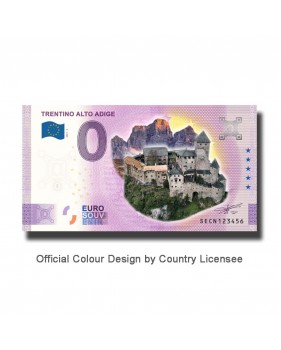 0 Euro Souvenir Banknote Trentino Alto Adige Colour Italy SECN 2021-2