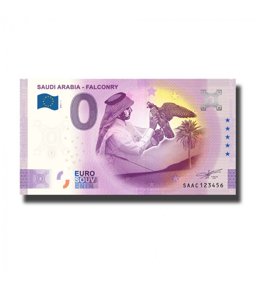 0 Euro Souvenir Banknote Falconry Saudi Arabia SAAC 2021-1