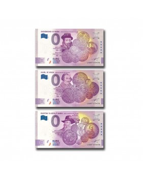 0 Euro Souvenir Banknote Suomi Thematic King of Sweden and Finland Matching Numbers Set of 3 LEBF 2020 - 1, 2, 3