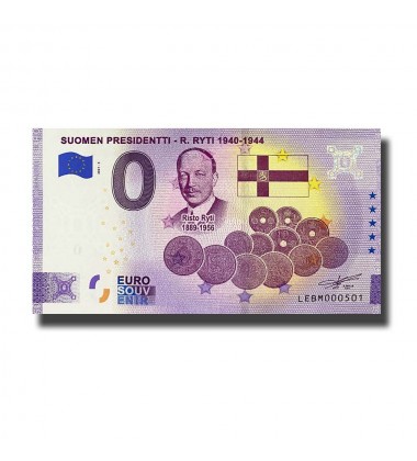 0 Euro Souvenir Banknote Soumen Presidenti R. Ryti 1940-1944 Finland LEBM 2021-5