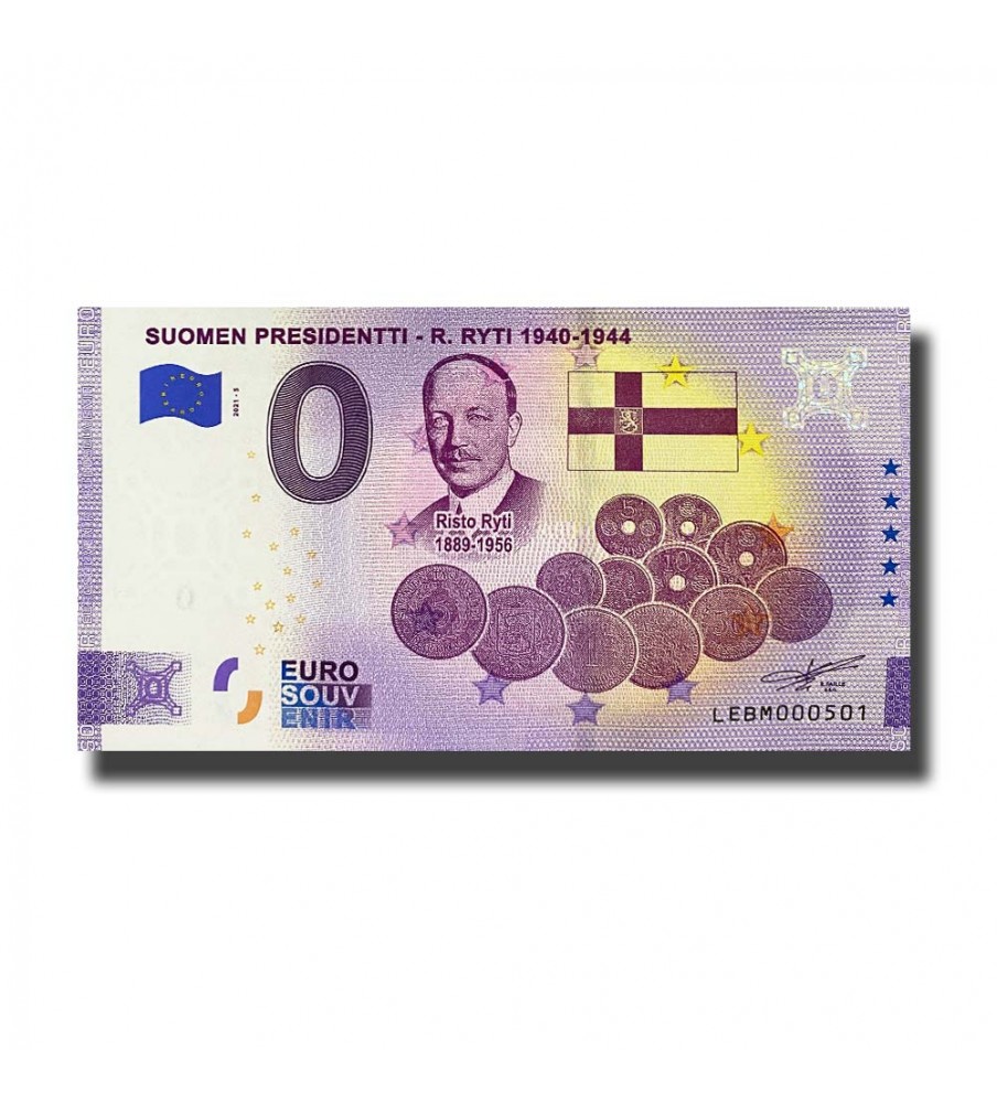 0 Euro Souvenir Banknote Soumen Presidenti R. Ryti 1940-1944 Finland LEBM 2021-5