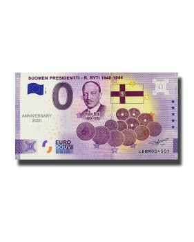 Anniversary 0 Euro Souvenir Banknote Soumen Presidenti R. Ryti 1940-1944 Finland LEBM 2021-5