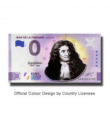 0 Euro Souvenir Banknote Jean De La Fontaine Colour France UEHJ 2021-8
