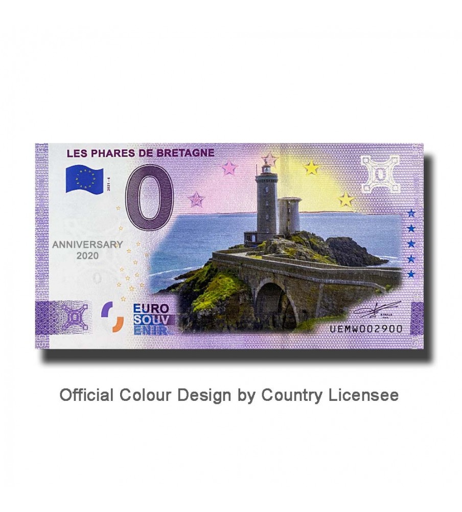 Anniversary 0 Euro Souvenir Banknote Les Phares De Bretagne Colour France UEMW 2021-6