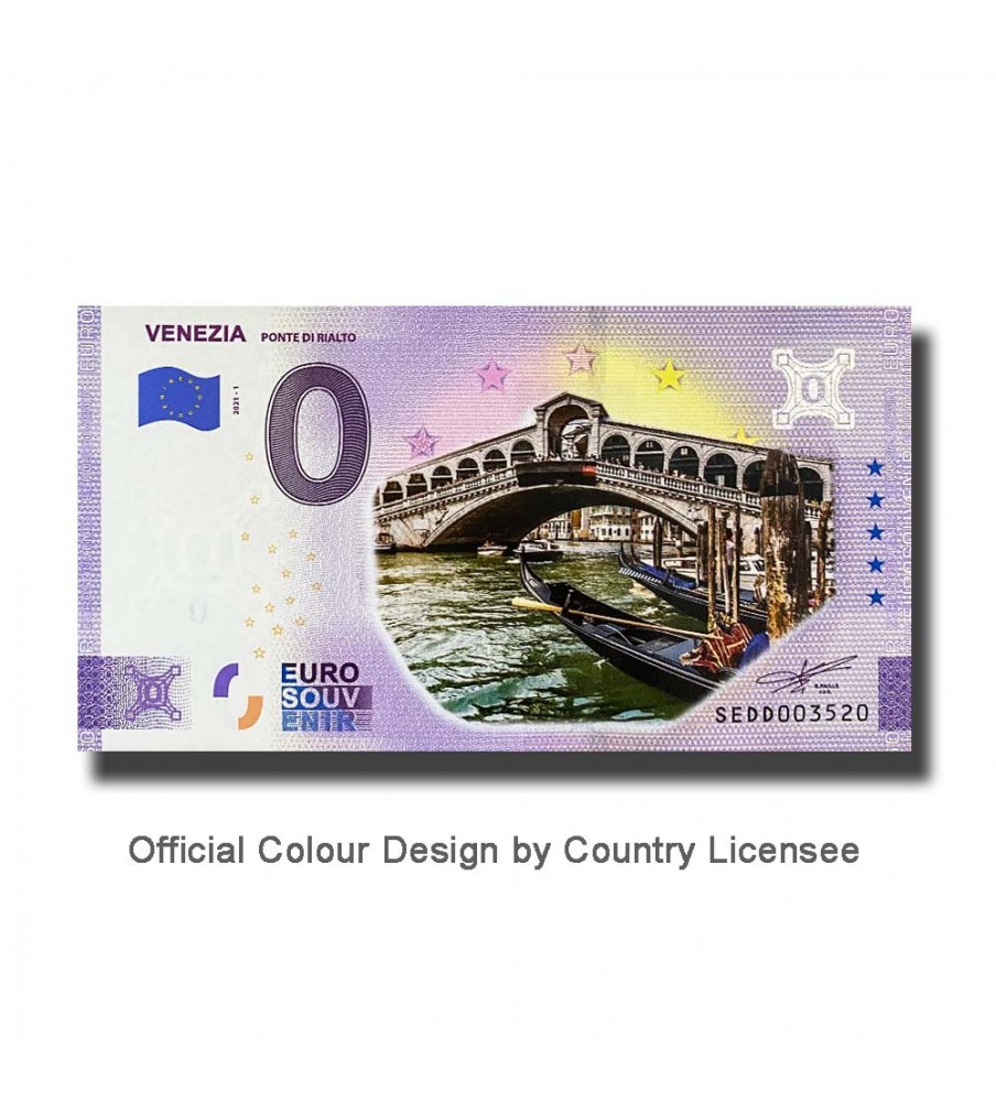 0 Euro Souvenir Banknote Venecia Ponte Di Rialto Colour Italy SEDD 2021-1 0 Euro Souvenir Banknote Venecia Ponte Di Rialto Colour Italy SEDD 2021-1