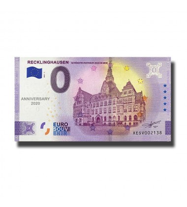 Anniversary 0 Euro Souvenir Banknote Recklinghausen Germany XESV 2021-1