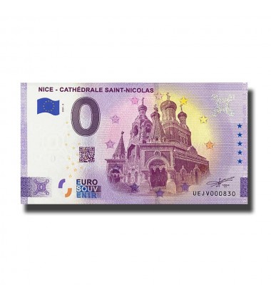 0 Euro Souvenir Banknote Nice Cathedrale Saint Nicolas France UEJV 2021-3